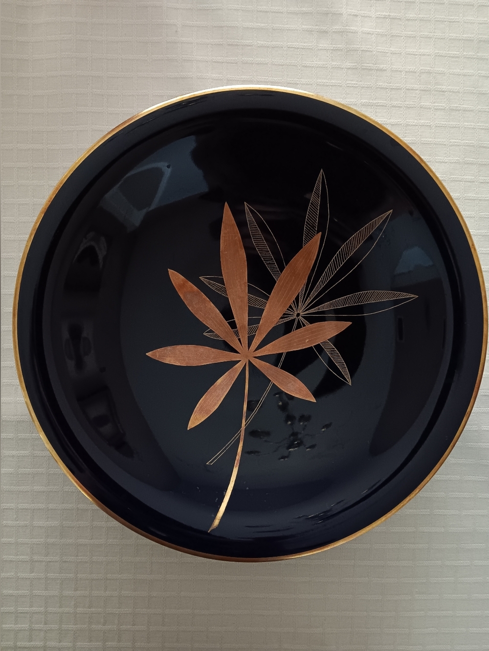 MCM Lendner Kueps Bavaria Bowl/Plate 11" Gold and Dark Navy